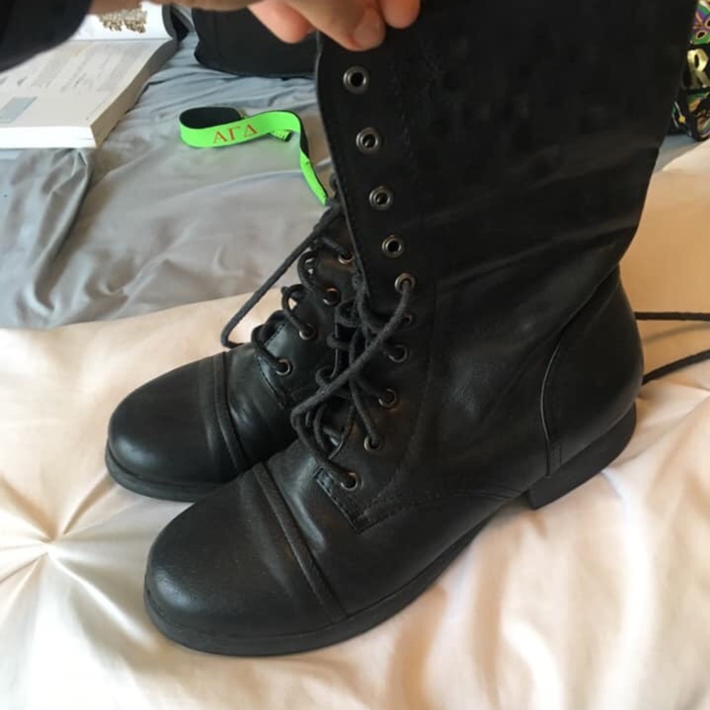 Black combat boots